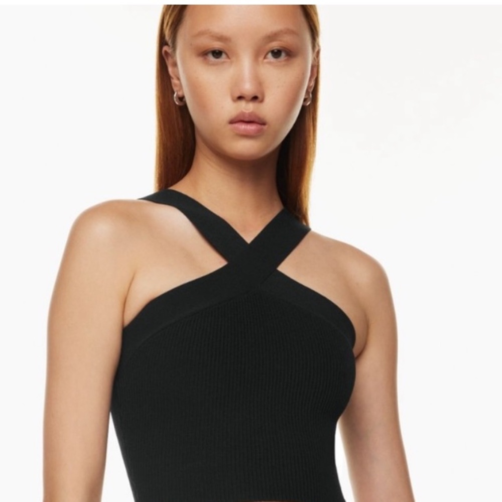 House of Harlow 1960 Black Crisscross Knit Crop Top - Picture 3 of 5